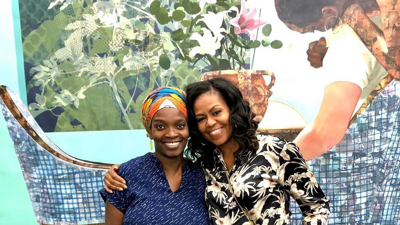 Ex-First Lady Michelle Obama visits Nigerian-born artist Njideka in her studio