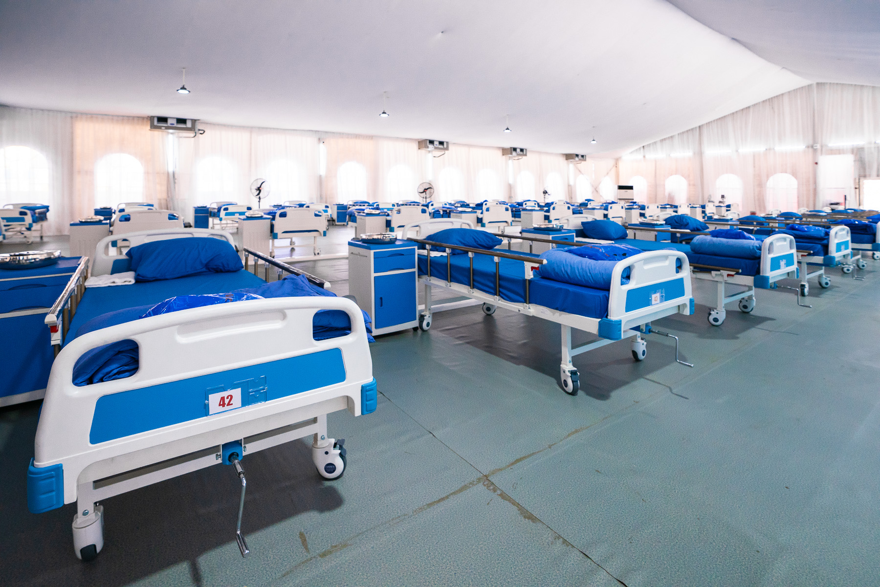 The 110-bed Isolation Center at Mobolaji Johnoson, Stadium, Onikan, Lagos Island, constructed by the Lagos State Government and Guaranty Trust Bank, unveiled on Saturday, March 28, 2020.