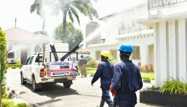 Motorized Modular Fumigator donated to the Lagos State Government by the Ooni of Ife, Oba Adeyeye Enitan Ogunwusi, Ojaja II, to fight against the COVID-19 pandemic, at Lagos House, Marina, on Tuesday, April 28, 2020.