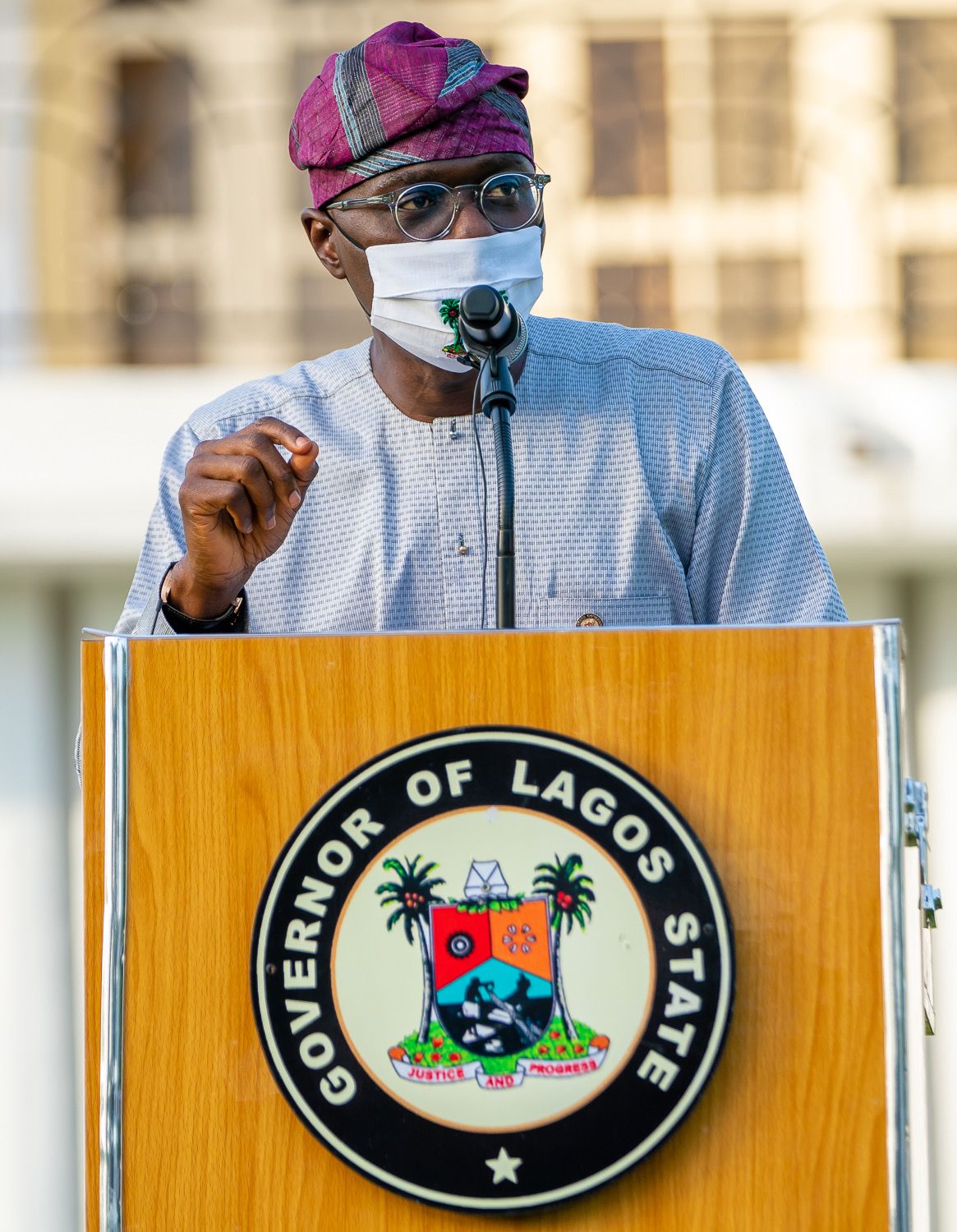 Lagos State Governor, Mr. Babajide Sanwo-Olu, addressing Lagosians and the Press on COVID-19 update and lockdown in the State at Lagos House, Marina, on Wednesday, April 29, 2020.