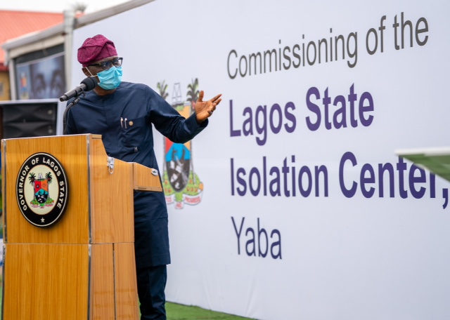 PICTURES: GOVERNOR SANWO-OLU COMMISSIONS ISOLATION CENTRE YABA II DONATED BY CACOVID ON SUNDAY, JUNE 28, 2020.