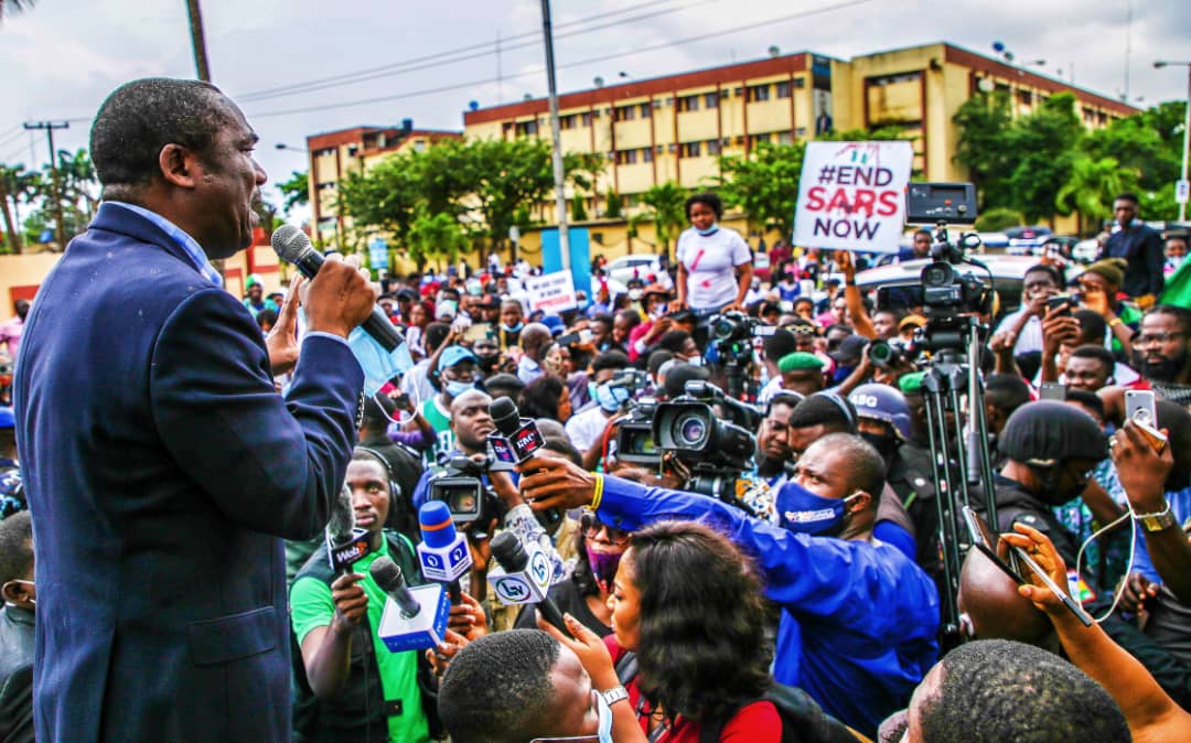 #EndSARS: LAGOS DEPUTY GOVERNOR ENGAGES PROTESTERS IN ALAUSA, ADVISES THEM NOT BE DESTRUCTIVE