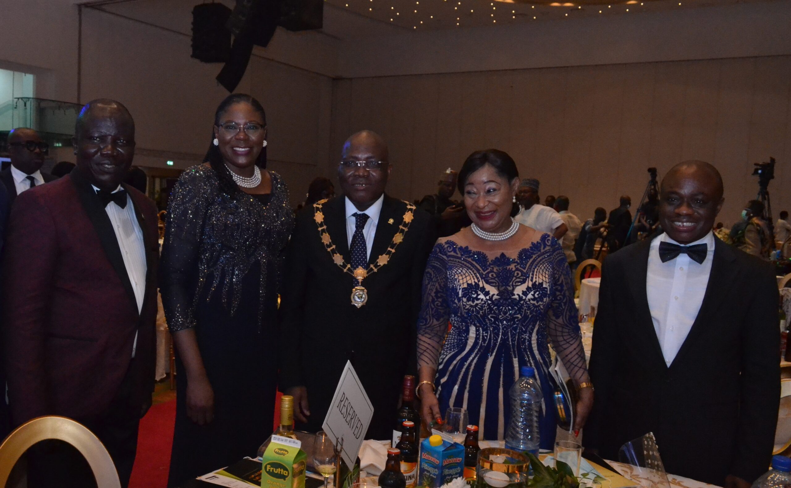 L-R: Mr. Seye Awojobi, Registrar/CEO, The Chartered Institute of Bankers of Nigeria; Mrs. Fadekemi Olugbemi, Wife of President, CIBN; Mr. Bayo Olugbemi, President/Chairman of Council, The Chartered Institute of Bankers of Nigeria; Mrs. Nike Akande, former President, Lagos Chamber of Commerce and Industry and Dr Ken Opara, 1st Vice President, CIBN during the 55th Annual Bankers Dinner held yesterday at Eko Hotels & Suites, Victoria Island, Lagos