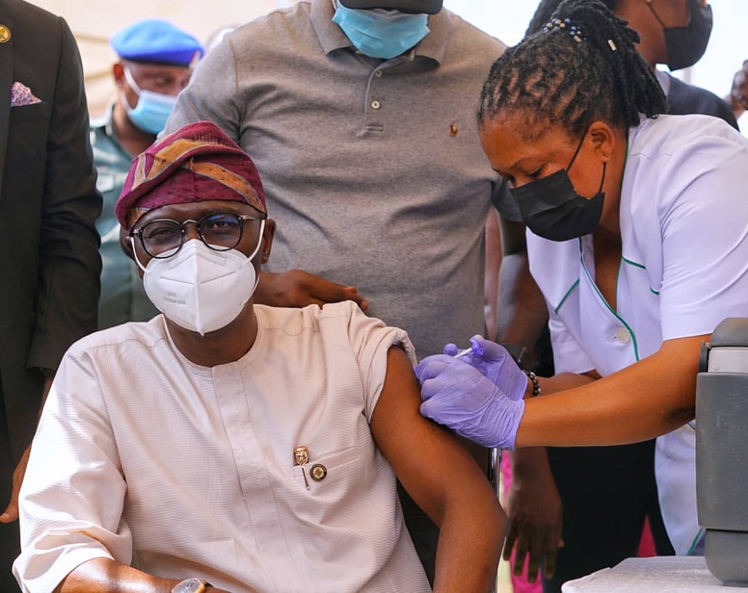 PHOTOS: Gov. Sanwo-Olu Receives COVID-19 Vaccine At IDH, Yaba, On Friday, March 12, 2021
