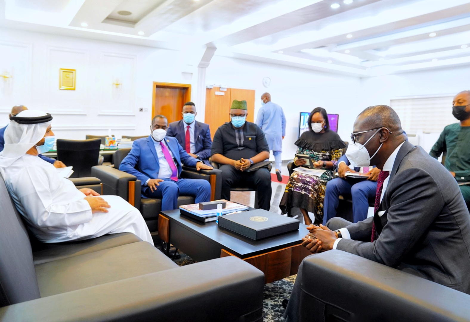 PHOTOS: Governor Sanwo-Olu Meets With U.A.E Consulate General, Dr. Abdulla Almandoos At Lagos House, Ikeja, On Tuesday, March 2, 2021