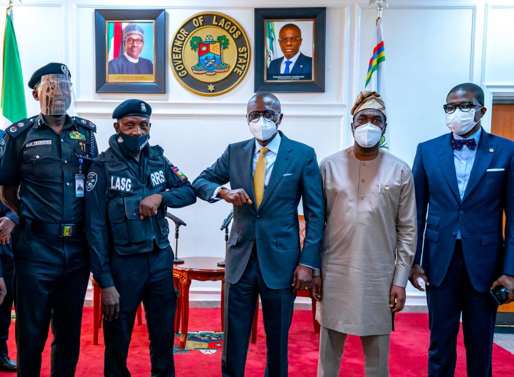 PHOTOS: Gov. Sanwo-Olu Honours Police Officer Assaulted By Traffic Offender, ASP Sunday Erhabor, At Lagos House, Ikeja, On Monday, 19th April, 2021.