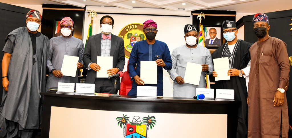 Pictures: Gov. Sanwo-Olu Signs Three Bills Into Law At Lagod House, Ikeja On Thursday, June 24, 2021