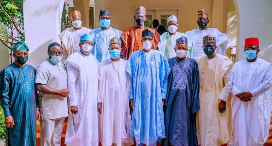 Pictures: Gov. Sanwo-Olu And Other Progressive Governors Pay Sallah Homage  To President Buhari In Daura On Thursday, July 22, 2021.