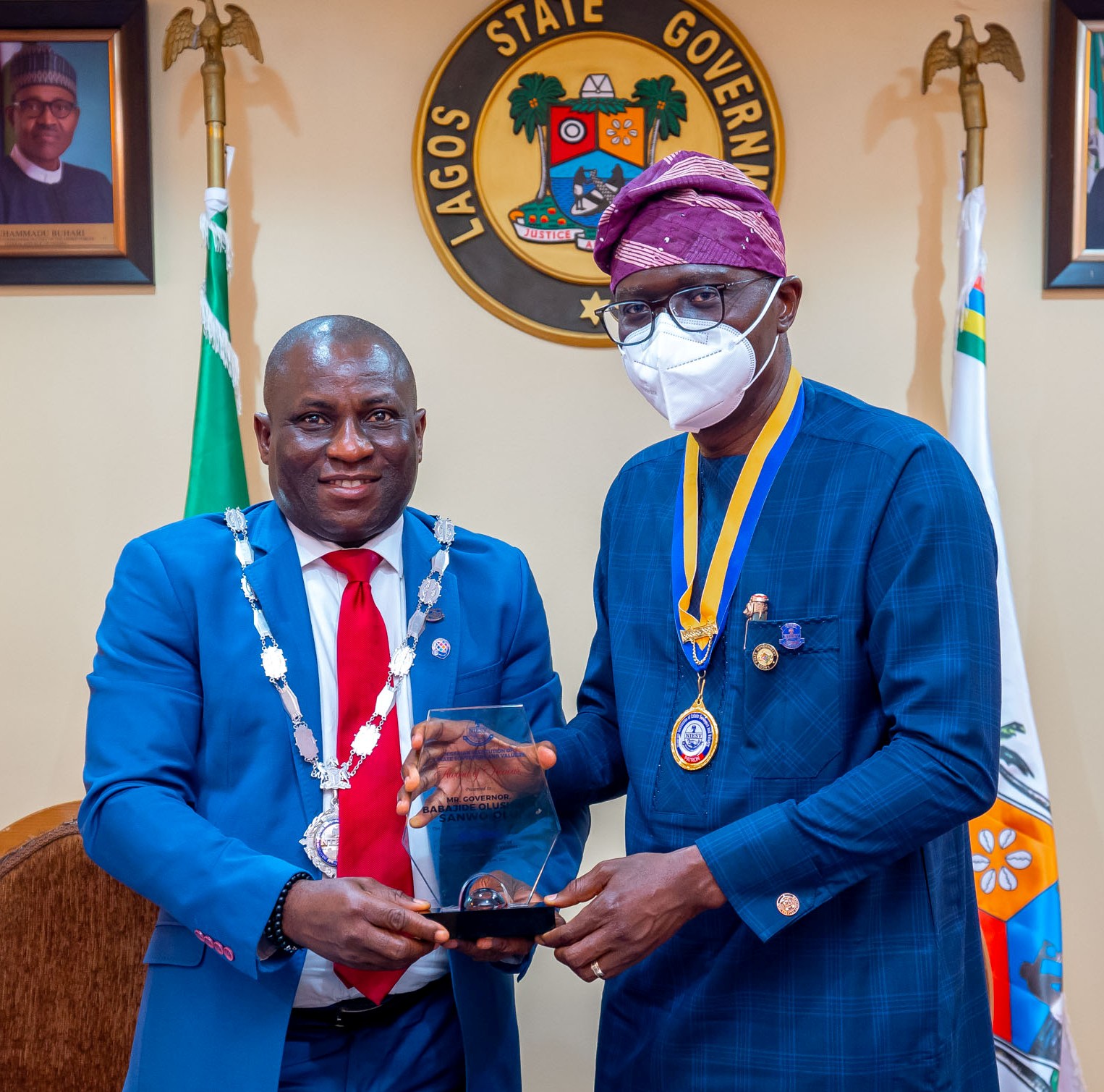 Pictures: Gov. Sanwo-Olu Receives Management Team Of Nigerian Institution Of Estate Surveyors And Valuers (NIESV) At Lagos House, Marina, On Friday, August 6, 2021
