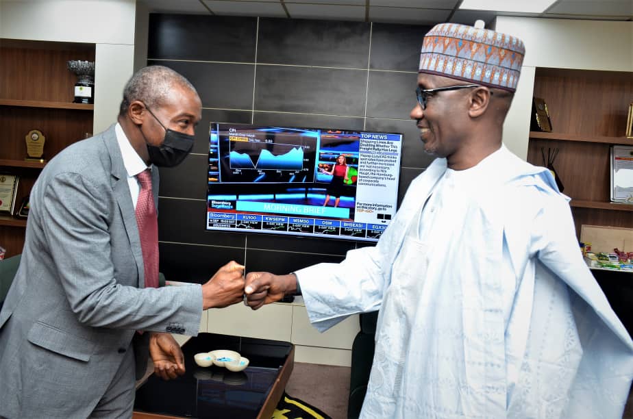 Photos: NNPC GMD, Mallam Mele Kyari Receives In Audience The New Managing Director and Chief Executive Officer Of Nigeria Liquefied Natural Gas(NLNG) Limited, Dr Philip Mshelbila Recently.