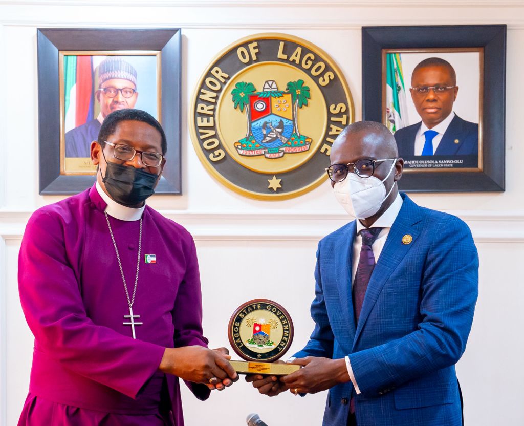 Photos: Gov. Sanwo-Olu Receives Delegates From The Church Of Nigeria (Anglican Communion), Led By The Most Revd. Henry Ndukauba, Archbishop Metropolitan And Primate Of Church Of Nigeria, At Lagos House, On Monday.
