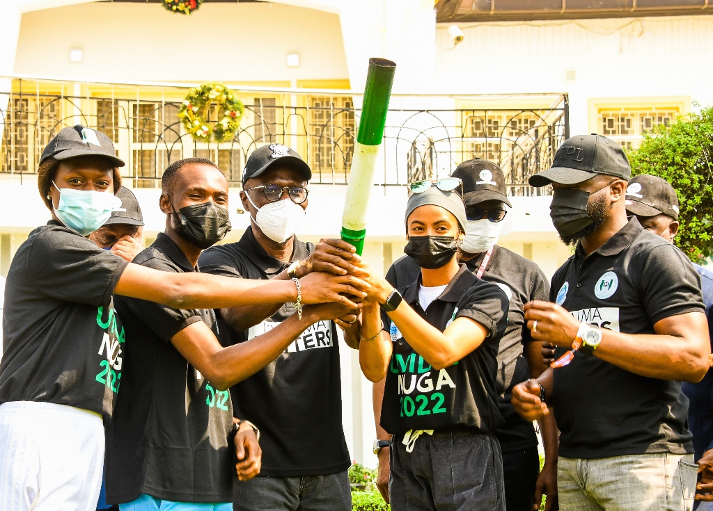 Photos: Gov. Sanwo-Olu Receives Nigerian University Games Association (NUGA) “Torch Of Unity” At Lagos House, Marina, On Wednesday, December 22, 2021