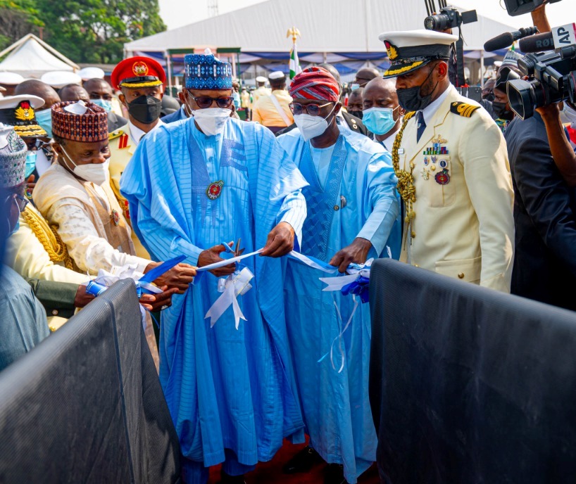 Photos: President Buhari, Govs. Sanwo-Olu, Abiodun At The Commissioning OF Indigenously Built Boat And Laying Of The Keel Of SDB IV At The Nigerian Naval Dockyard, Lagos,Dec. 9, 2021