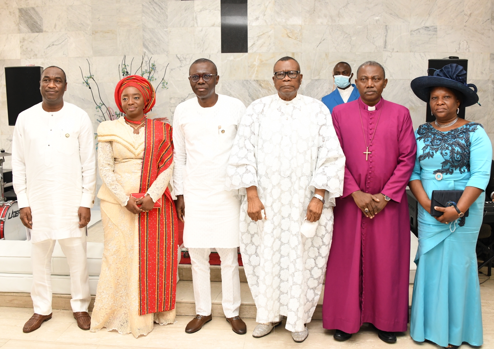 Photos: Gov. Sanwo-Olu, His Deputy, Dr Hamzat And Lagos First Lady  At The New Year Service  Held  At Chapel Of Christ The King, Marina