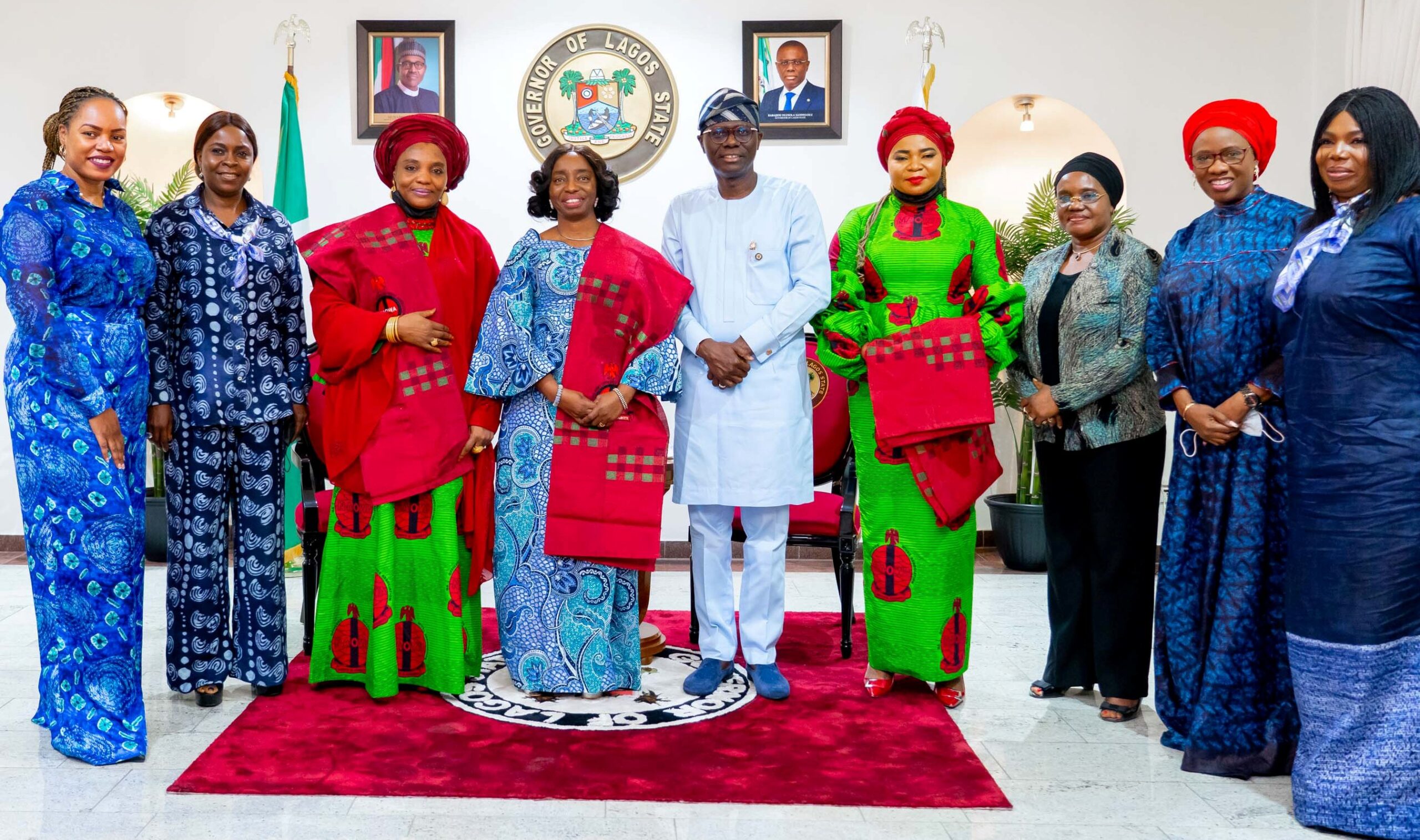 PHOTOS: NIGERIAN ARMY OFFICERS’ WIVES ASSOCIATION, NAOWA LED BY WIFE OF THE CHIEF OF ARMY STAFF, MRS SALAMATU YAHAYA PAY COURTESY CALL ON GOVERNOR SANWO-OLU AT LAGOS HOUSE, MARINA, ON THURSDAY, JANUARY 27 2022