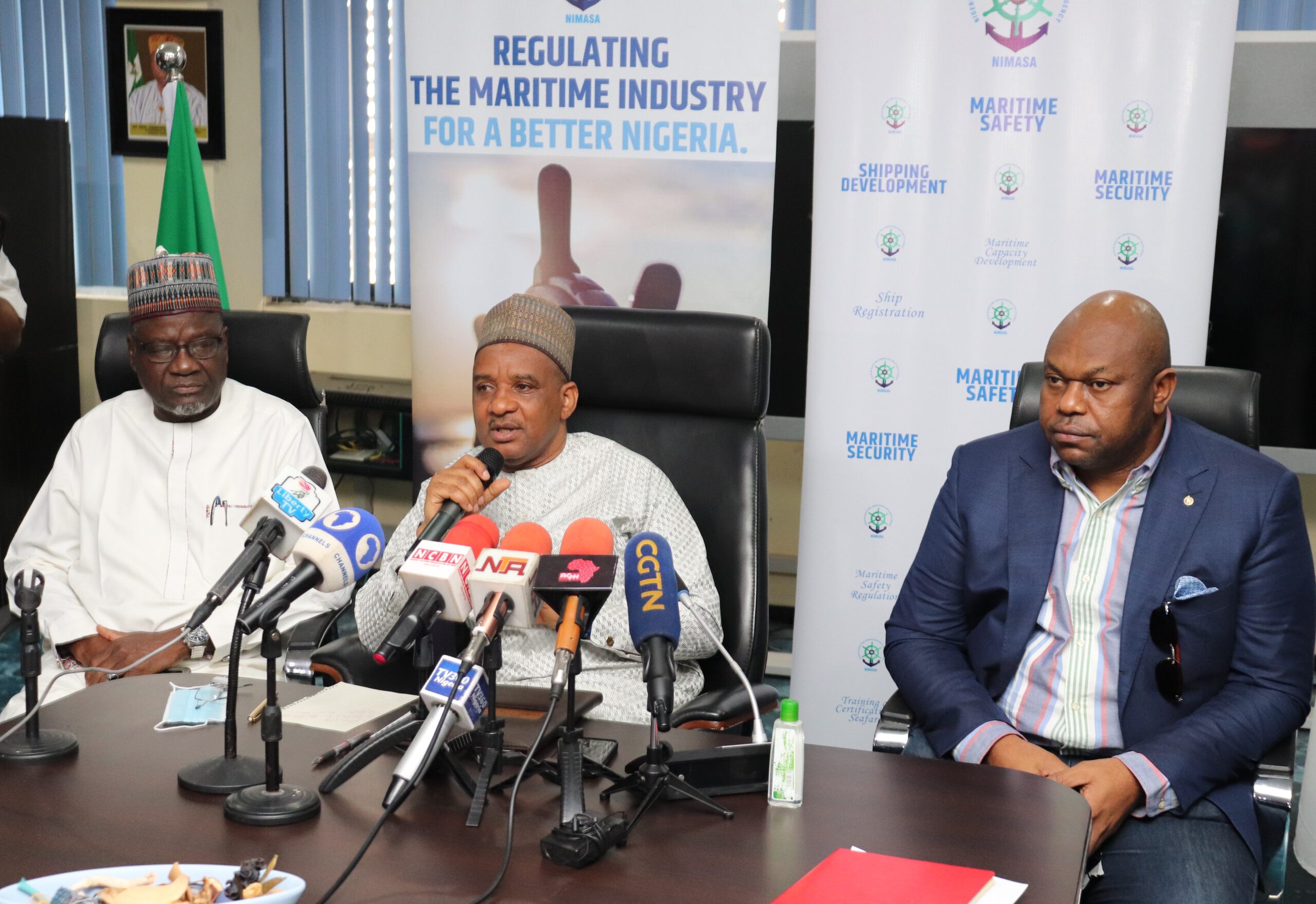 Photo: DG, NIMASA, Dr Bashir Jamoh’s And Two Executive Directors Of The Agency During A Media Session With Journalists In Lagos