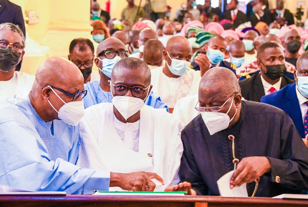 Photos: Vice President Osinbajo, Govs Sanwo-Olu, Abiodun, Obaseki, Other Diginatrie At  State Funeral Of Ex-Head Of  Interim National Government, Chief Ernest Shonekan, At Cathedral Church Of Christ, Marina On Friday,  Feb. 04, 2022