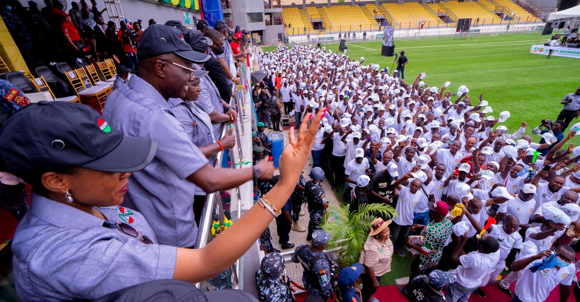 Photos: Gov. Sanwo-Olu At The Workers’ Day Celebration Held At Mobolaji Johnson Arena, Onikan, On Sunday, May 1, 2022
