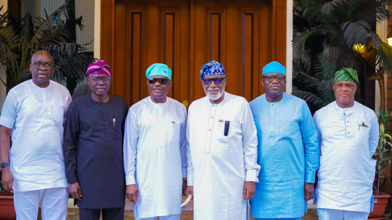 Photos: Govs. Sanwo-Olu, Fayemi, Akeredolu Holds Private Meeting With Governor Nyesom Wike In Port Harcourt