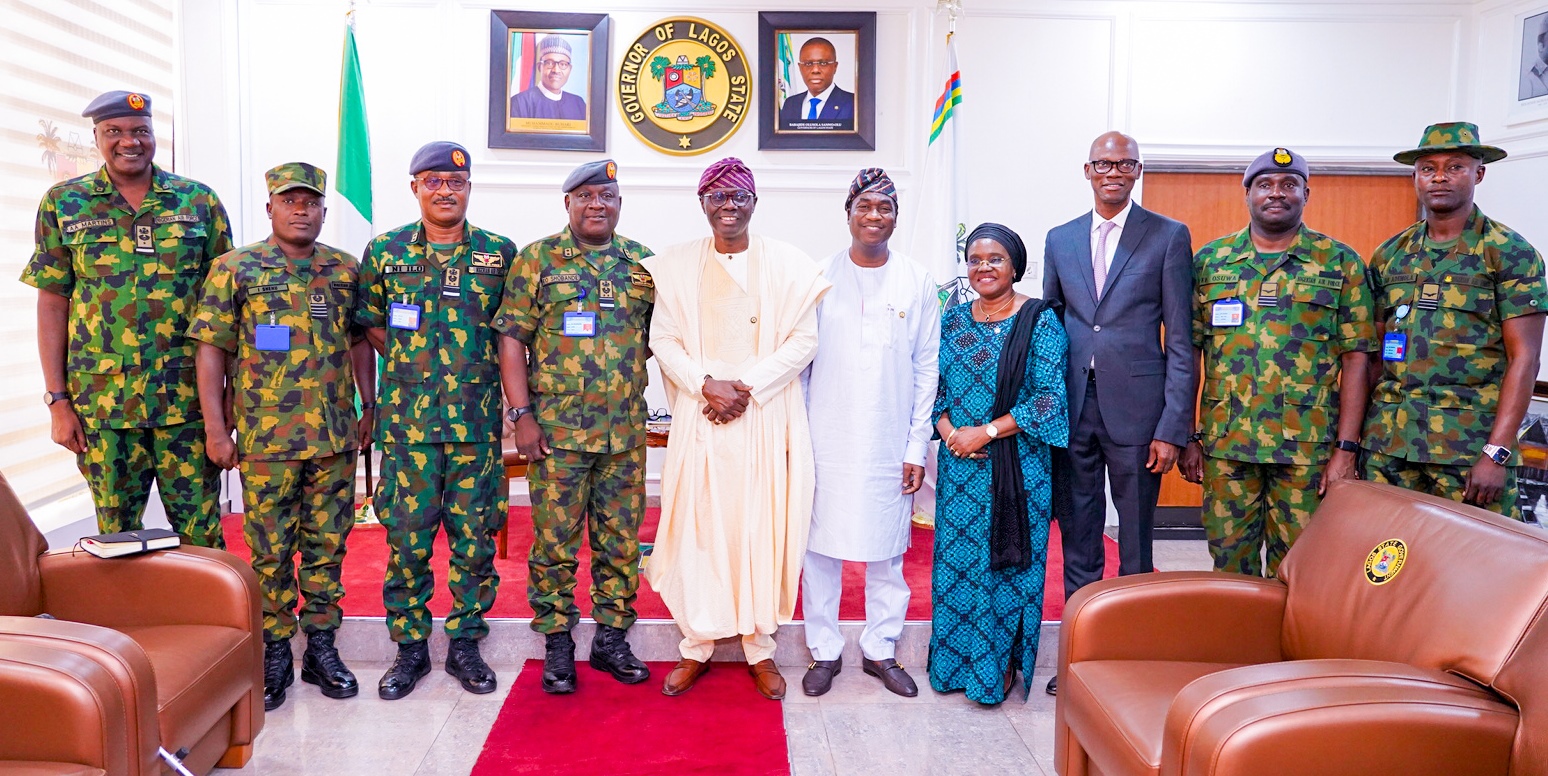 Photos: Gov. Sanwo-Olu Receives AOC Logistics Command, Lagos, AVM Emmanuel Shobande At Govt. House