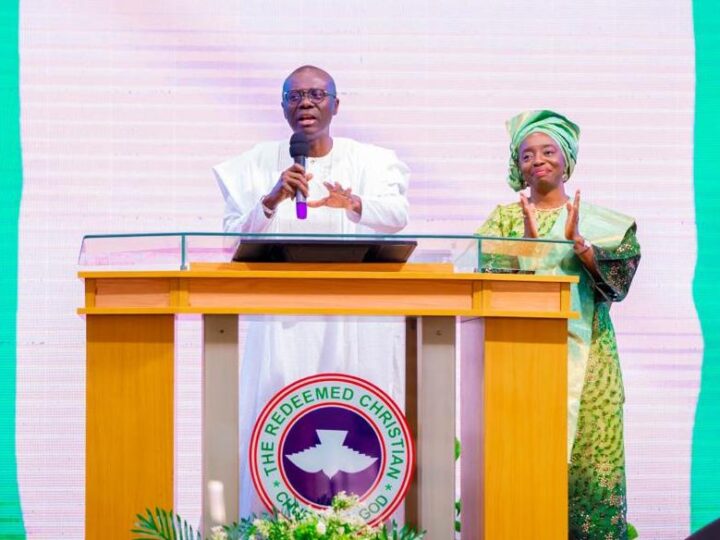 Photos: Gov. Sanwo-Olu, First Lady At The Thanksgiving Service/Special Prayer Session At RCCG Headquarters, Ebute Metta, Lagos