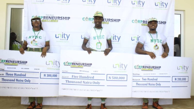 Corpreneurship Challenge: Unity Bank Splashes N10m Grant On 30 Corps Members