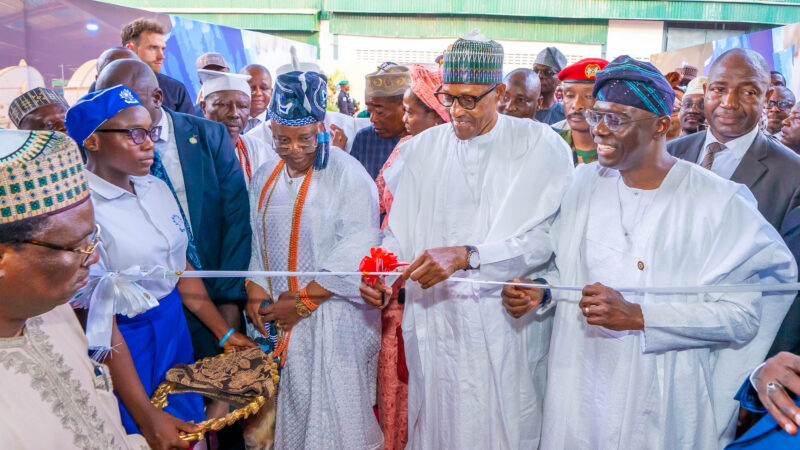 Photos: President Buhari, Gov Sanwo-Olu At The Commissioning Of The Lagos Rice Mill, Imota,
