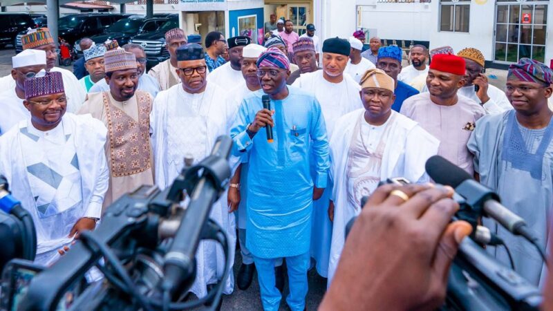 Photos: Governor Sanwo-Olu Receives Senate President Aspirant, Sen. Goodswill Akpabio And Other Senators-Elect At Lagos House, Marina Lagos.
