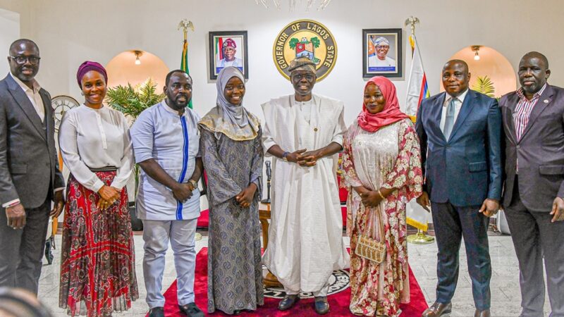 Photos: Aminat Yusuf, LASU Best Graduating Student Visists Governor Sanwo-Olu At Lagos House, Marina, On Thursday