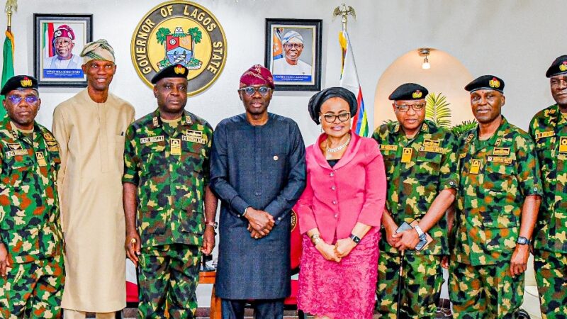 Photos: Gov. Sanwo-Olu Receives The New Chief Of Naval Staff, Vice Admiral Emmanuel Ogalla At Lagos House, Marina