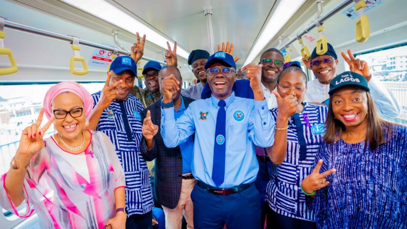 Photos: Gov. Sanwo-Olu At The Inaugural Commercial Train Ride On The Blue Line Rail, At Marina Station