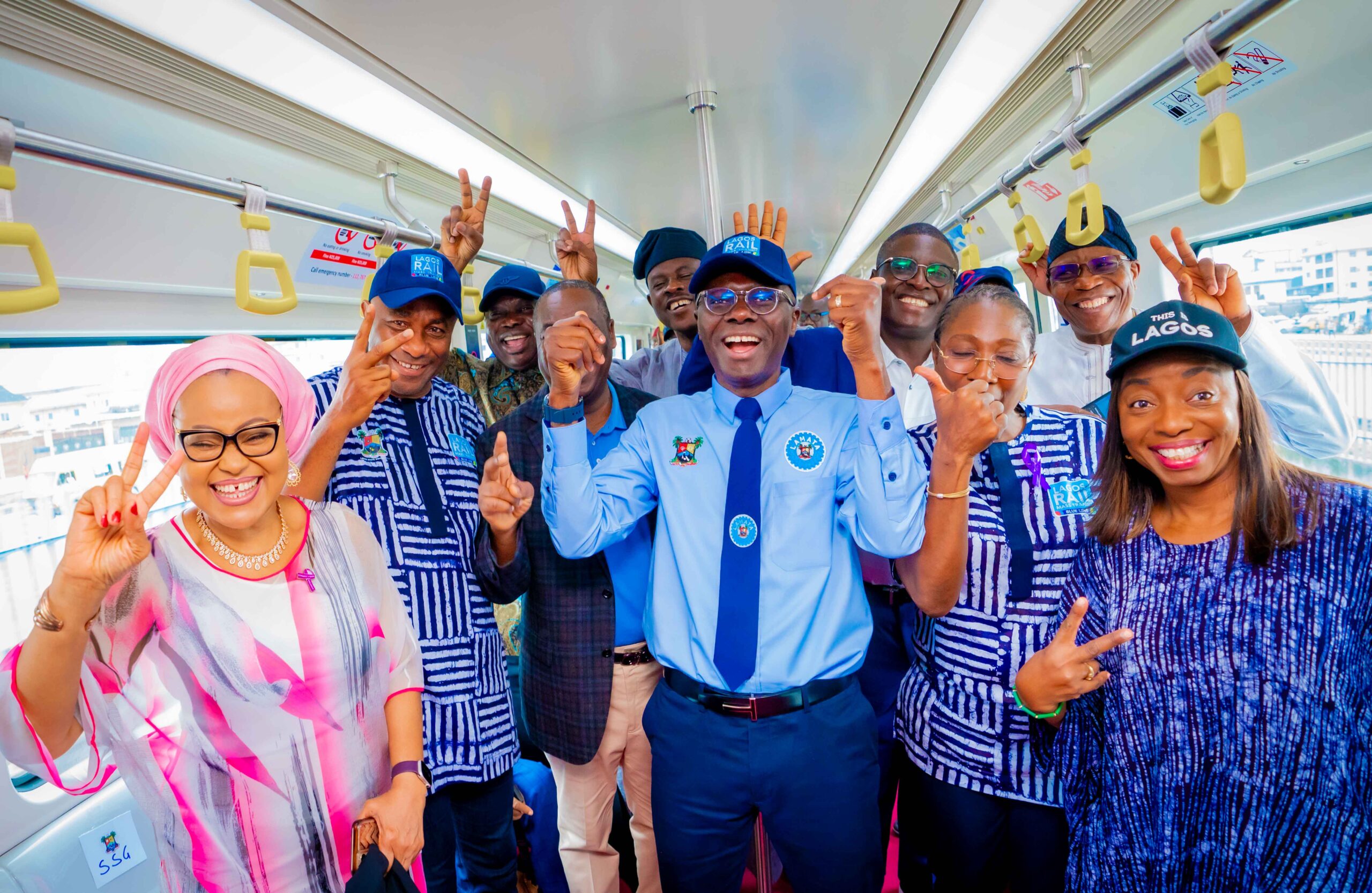 Photos: Gov. Sanwo-Olu At The Inaugural Commercial Train Ride On The Blue Line Rail, At Marina Station
