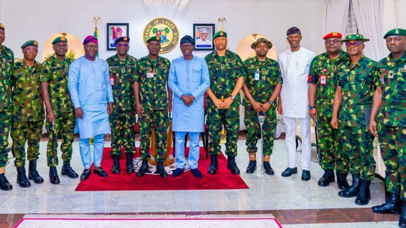 Photos: Chief Of Army Staff, Lt Gen Taoreed Lagbaja Pays Courtesy Call To Gov. Sanwo-Olu At Lagos House, Marina, On Monday,