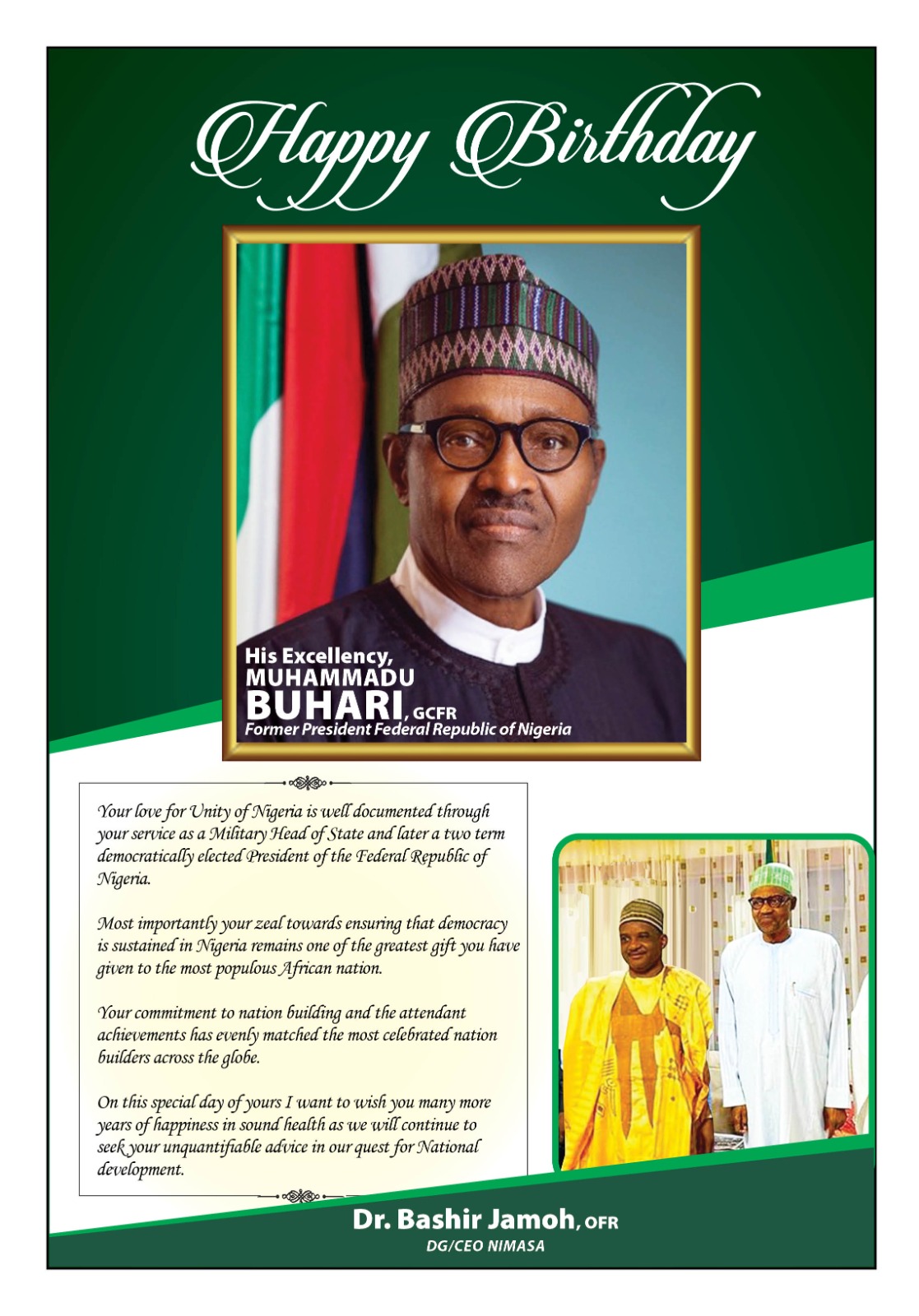 Happy Birthday wishes for His Excellency Muhammadu Buhari. GCFR