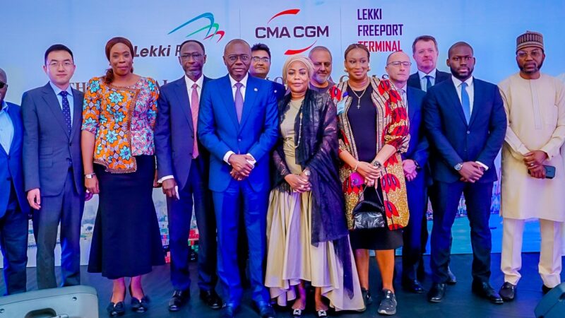 Photos: Gov. Sanwo-Olu Attends Arrival Ceremony Of CMA CGM Scandola (Largest LNG-Powered Container Vessel) Berths In Nigeria At Lekki Freeport Terminal