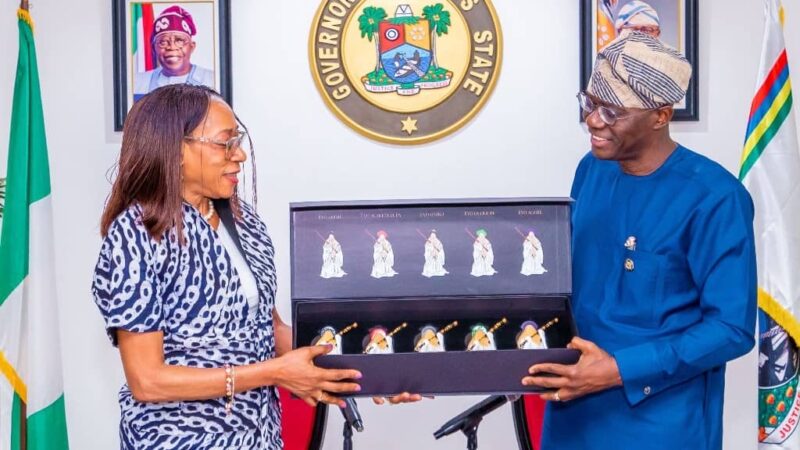 Photos: Minister Of Tourism Mrs. Lola Ade-John Pays Courtesy  Visit To Gov. Sanwo- Olu At Lagos House, Marina