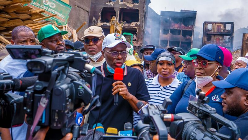Photos: Gov. Sanwo-Olu Visits Scene OfNE OF DOSUNMU MARKET FIRE INCIDENT ON THURSDAY, 11TH APRIL, 2024
