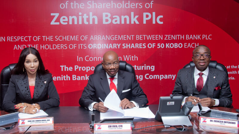 ZENITH BANK SHAREHOLDERS APPROVE HOLDCO STRUCTURE