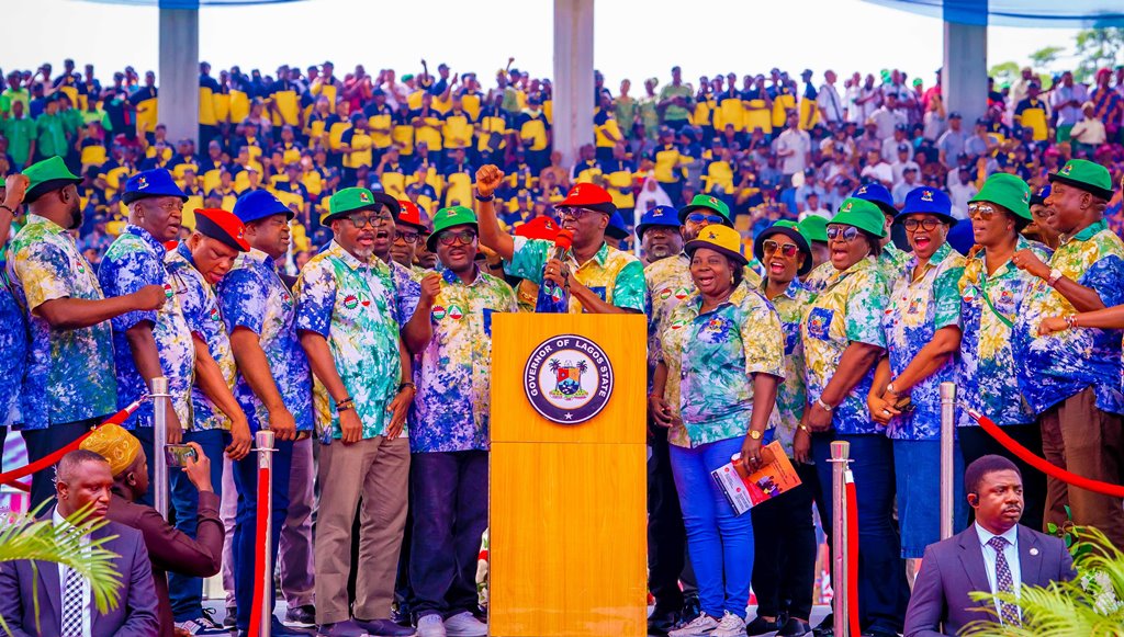 Photos: Gov. Sanwo-Olu At The May Day Celebration Held At The Mobolaji Johnson Arena, Onikan, Lagos