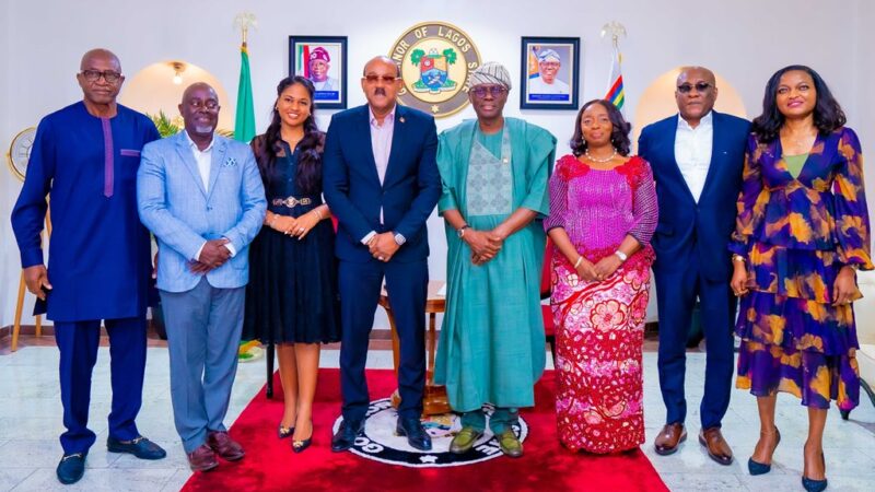 PICTURES: GOV. SANWO-OLU, FIRST LADY, DR. IBIJOKE RECEIVES THE PRIME MINISTER OF ANTIGUA AND BARBUDA, HON. GASTON ALFONSO BROWNE AND HIS WIFE AT THE LAGOS HOUSE, MARINA, ON FRIDAY, MAY 3, 2024